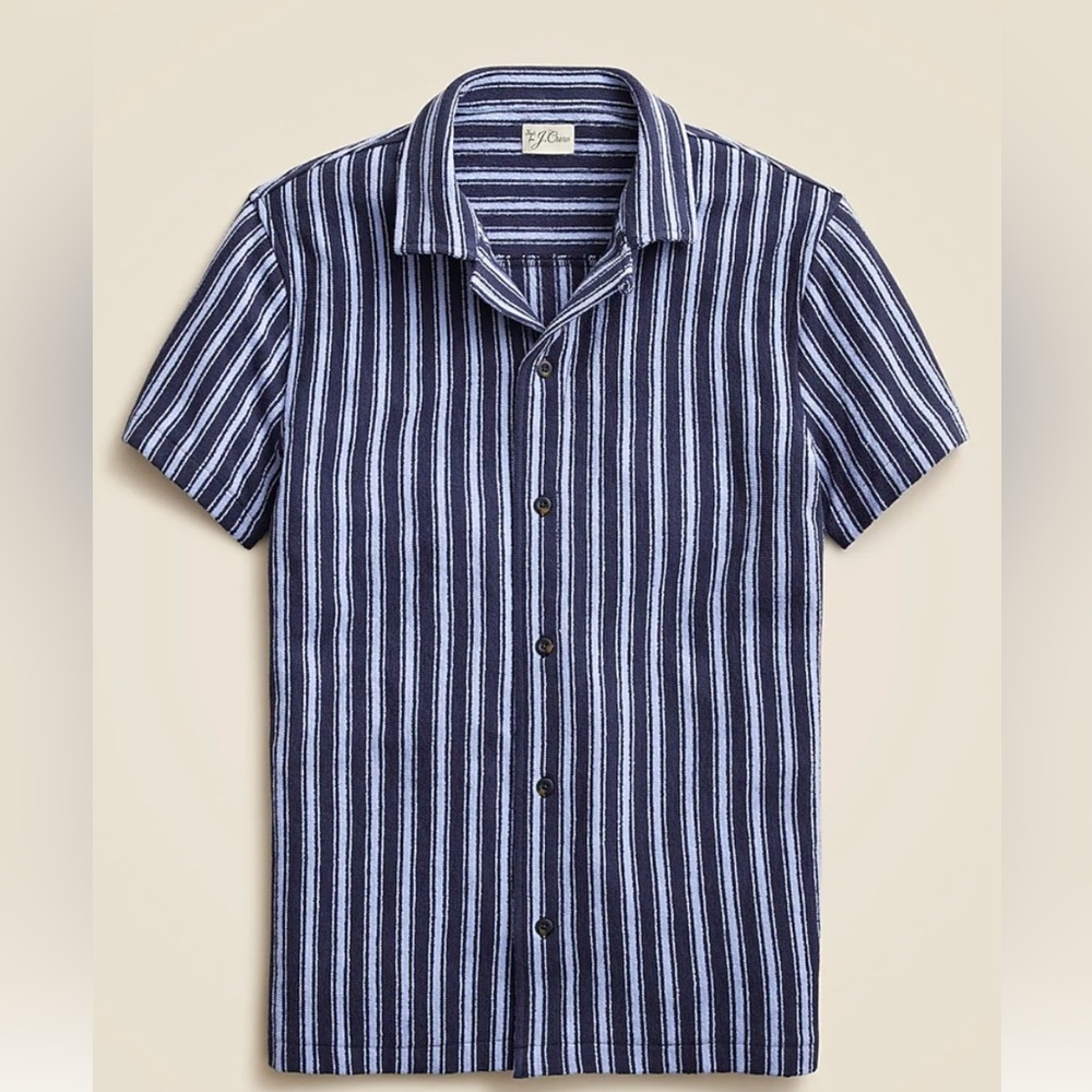 J. Crew textured sweater-tee in stripe short sleeve button-down